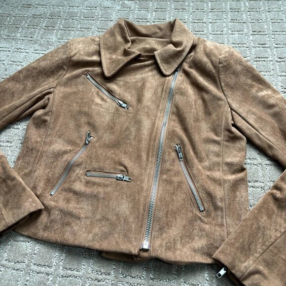 Lulus Suede With Love Moto Zipper Jacket Womens Size Large Biker Zipper Fall - Picture 3 of 11